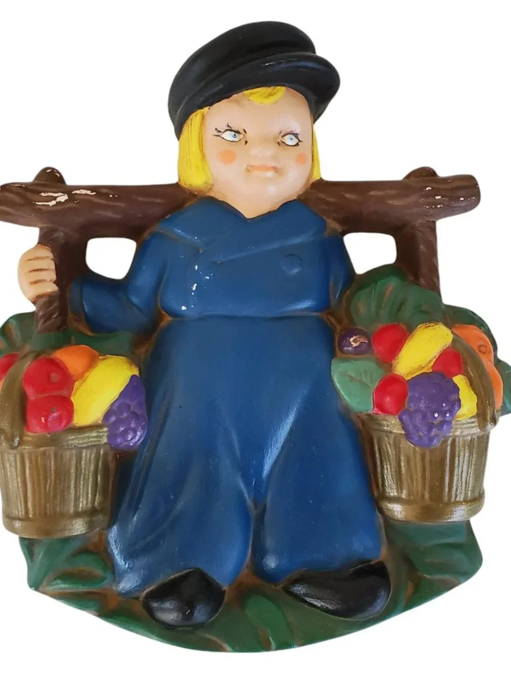 Dutch Boy & Girl Wall Art Hanging Decor Chalk Hand Painted Hobbyist Signed 6